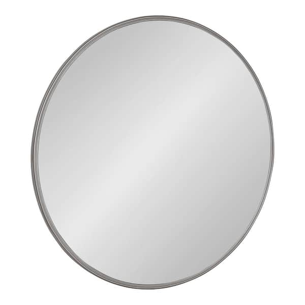 Kate and Laurel Caskill 30 in. x 30 in. Classic Round Framed Gray Wall Accent Mirror