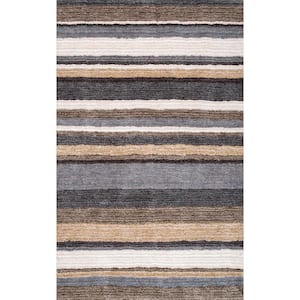 Drey Ombre Shag Beige Multi 6 ft. x 9 ft. Area Rug