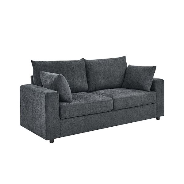 Salt 71 in. Polyester Upholstered Square Arm Rectangle Sofa in Blue Gray with Deep Cushions, Removable Pillows