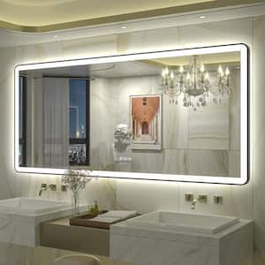 72 in. W x 32 in. H Rectangular Framed Front and Back LED Lighted Anti-Fog Wall Bathroom Vanity Mirror in Tempered Glass