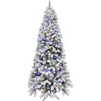 10 ft. Pre-Lit Flocked Akaskan Pine Artificial Christmas Tree with Multi-Color LED String Lighting