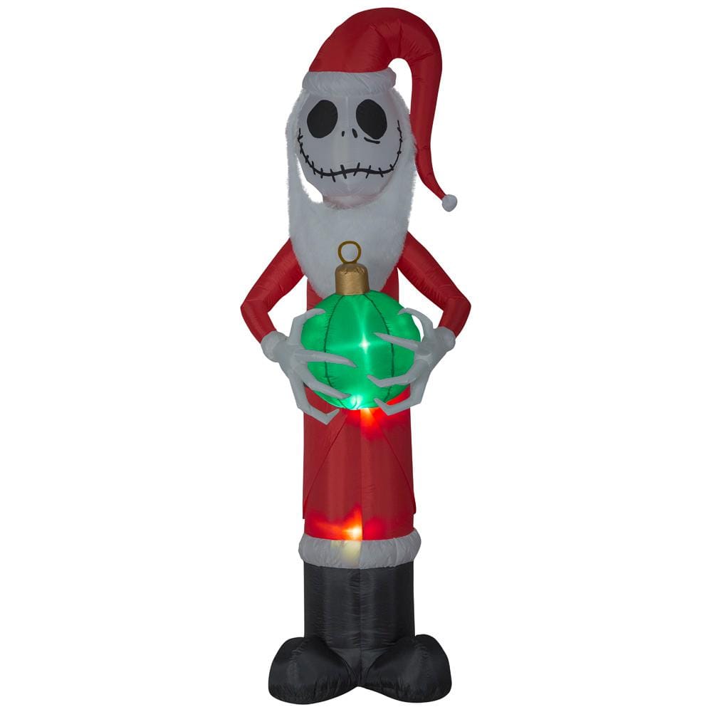 Holiday 8 ft. Pre-Lit Inflatable Jack Skellington as Santa with Fuzzy Beard