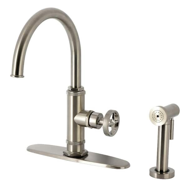Ostro 1-Handle Deck Mount Standard Kitchen Faucet in Brushed Nickel