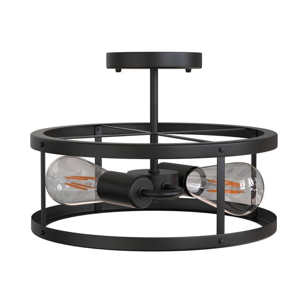 13 in. 2-Light Matte Black Drum Flush Mount price history on PriceWatchPro