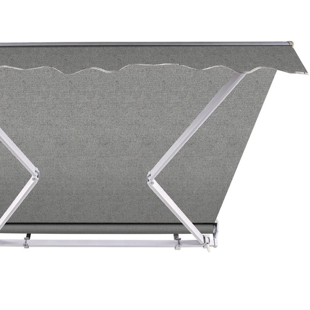 Heather Gray Motorized Retractable Patio Awning with Acrylic Fabric