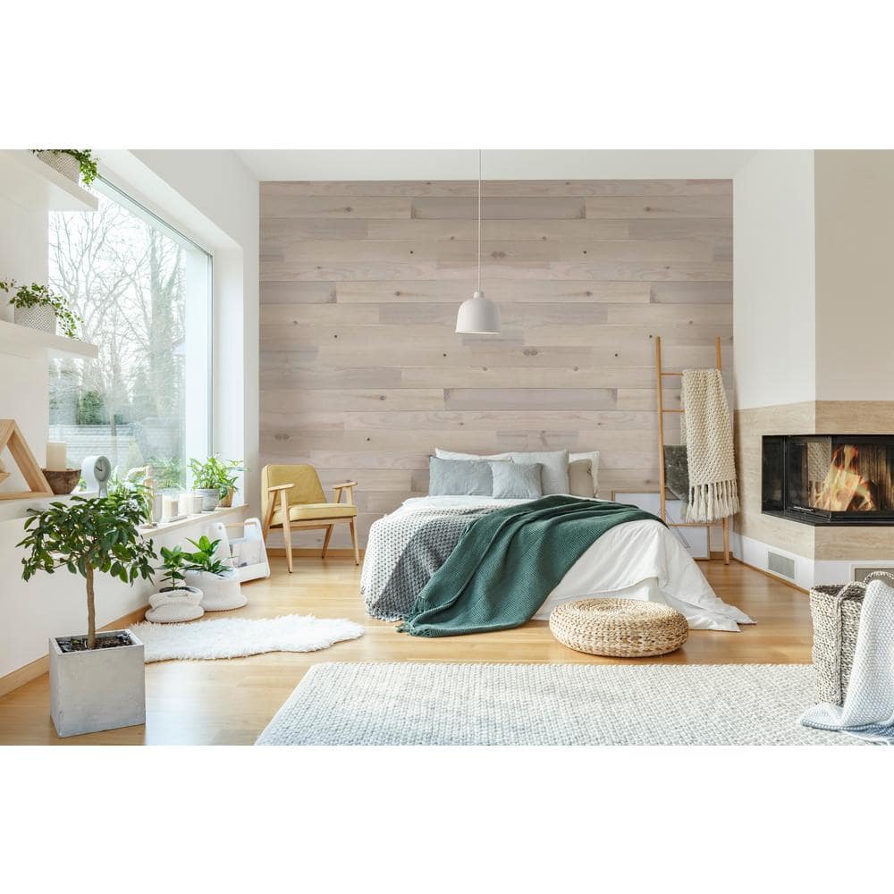 Pebble Light Gray Pine Peel and Stick Wall Planks