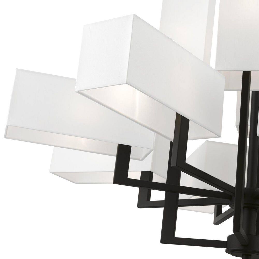 Rubix Black 12-Light Chandelier with Off-White Shades