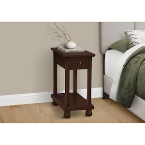 21.75 in. Espresso Veneer Rectangle Top MDF End Table with Storage Drawer
