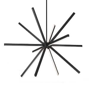 Sirius 67-Watt 56 in. 12-Light Integrated LED Black Chandelier