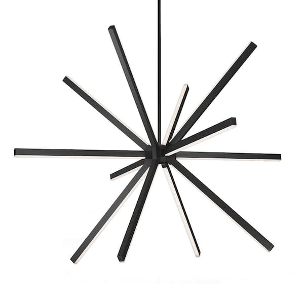 KUZCO Sirius 67-Watt 56 in. 12-Light Integrated LED Black Chandelier