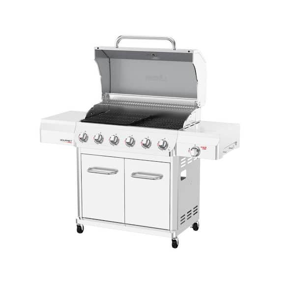 Nexgrill Gourmet Pro 6-Burner Stainless Steel Propane Gas Grill with Searing Side Burner and PVC Cover Bundle 300-10112