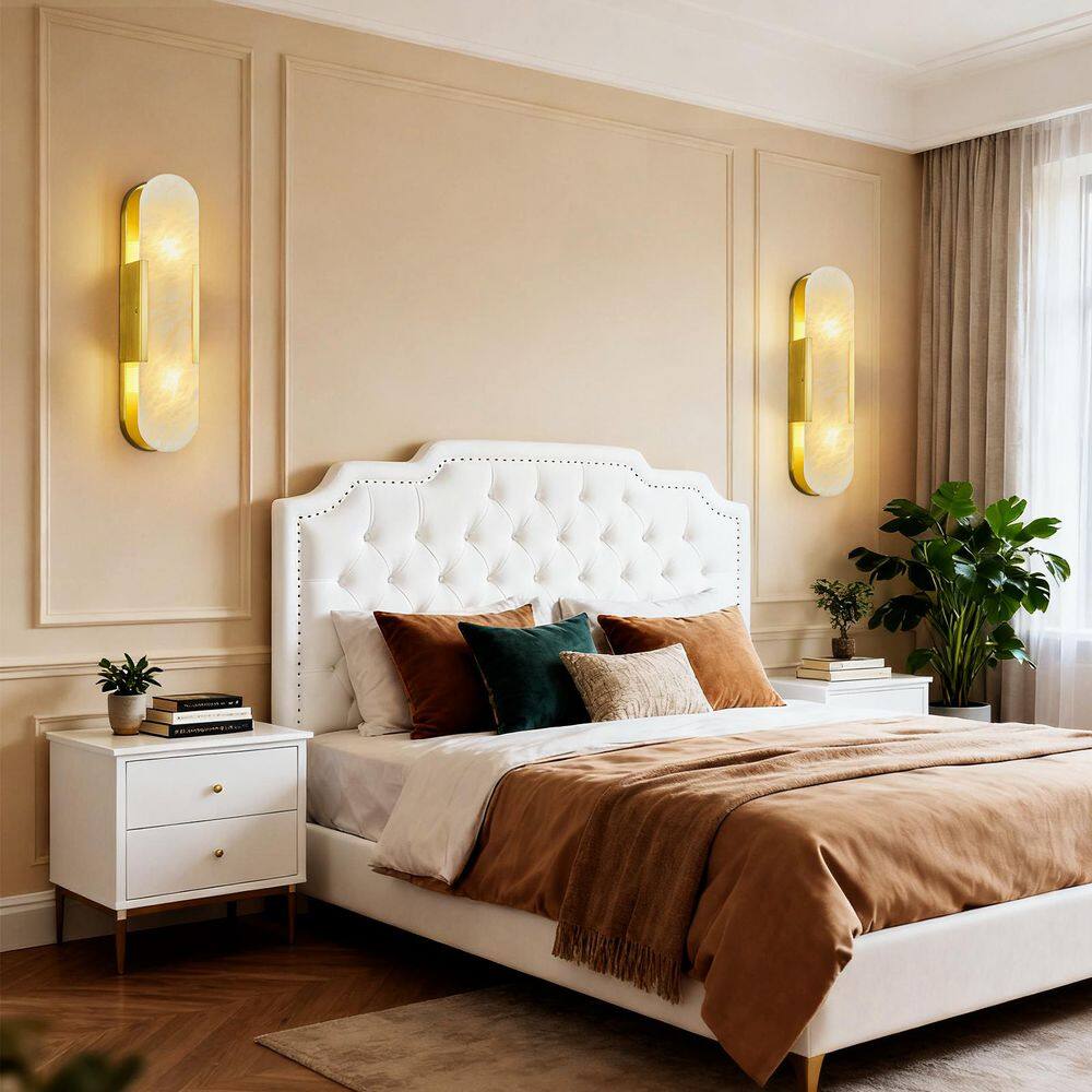 Home Light 19.7 in. 1 Light Gold Modern LED Wall Sconce With Marble Shade, 2-Pack price history on PriceWatchPro