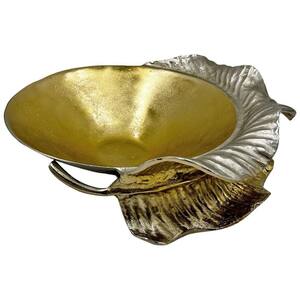 Gold 18 in. x 5.5 in. Decorative Handmade Aluminum Metal Artistic Bowl