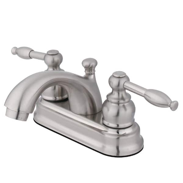 Kingston Brass Knight 4 in. Centerset Double Handle Bathroom Faucet in Brushed Nickel