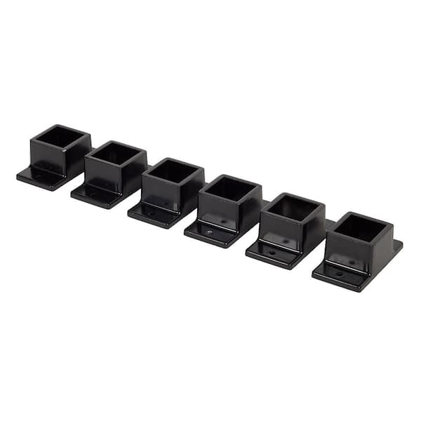 Athens Gloss Black Aluminum Fence Wall Mount Bracket (6-Pack)