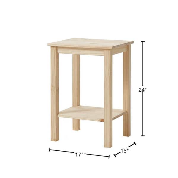 Unfinished Basic Natural Pine Wood End Table (15 in.)