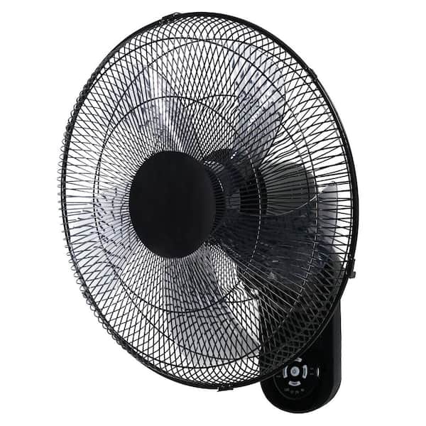 Unbranded 18 in. Black Wall Mount Fan, 3 Speed Setting for Indoor,Home,Office Use, 90 Degree Horizontal Oscillating, 4 Hours Timer
