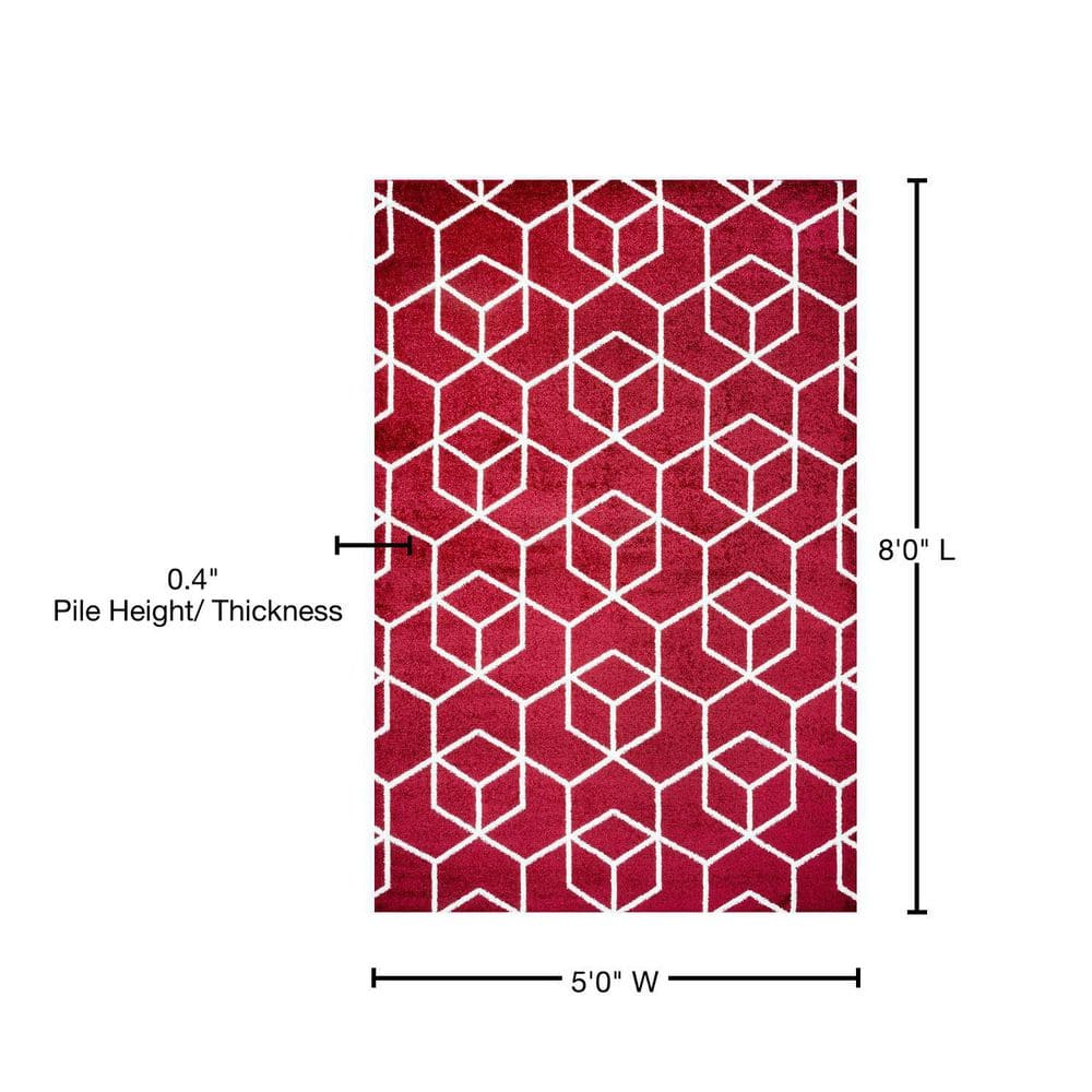 Jonathan Y Red and White Geometric Flat Woven Area Rug