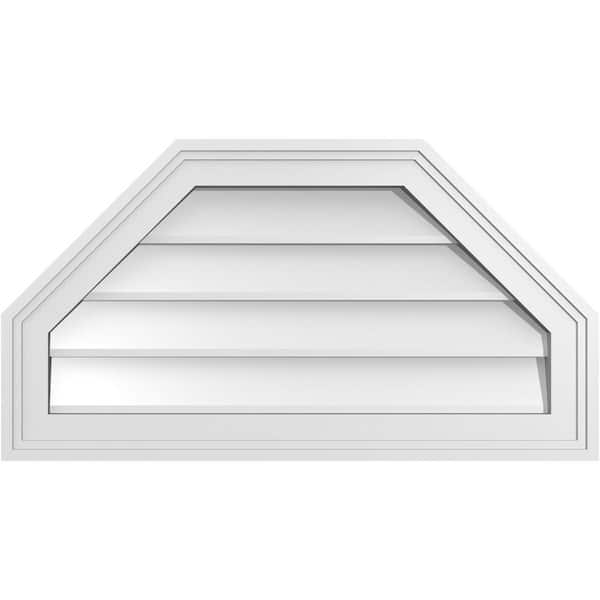 Ekena Millwork 26 in. x 14 in. Octagonal Top Surface Mount PVC Gable Vent: Decorative with Brickmould Frame