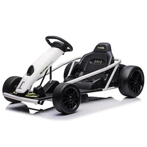 24-Volt Kids Ride On Go Kart, 9Ah Large Battery 8MPH High Speed Electric Vehicle Car Drifting with Music, White