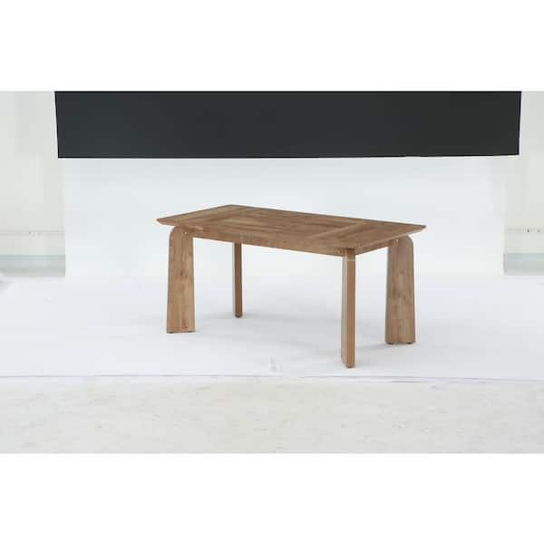 TRIBESIGNS WAY TO ORIGIN Halseey Brown 63 in Wood Rectangle 4 Legs Dinner Kitchen Dining Table Seat 6 Sturdy Heavy Duty Frame Farmhouse Simple