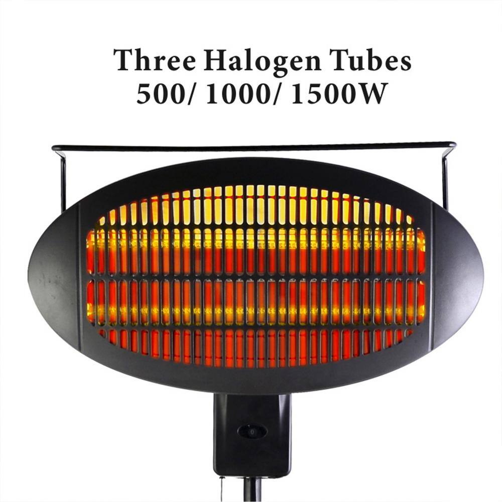 Black Metal Electric Infrared Standing Patio Heater