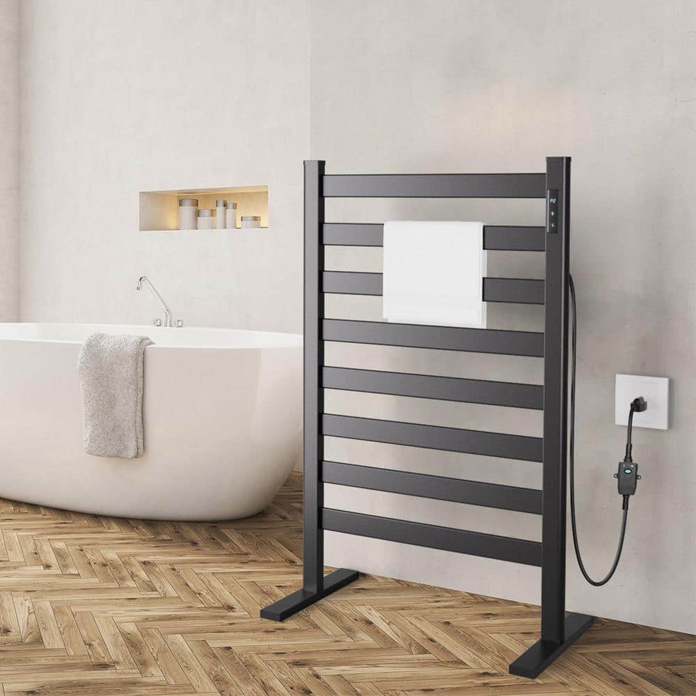 8-Bar Freestanding Electric Plug-in Towel Warmer Heated Towel Rack for Bath