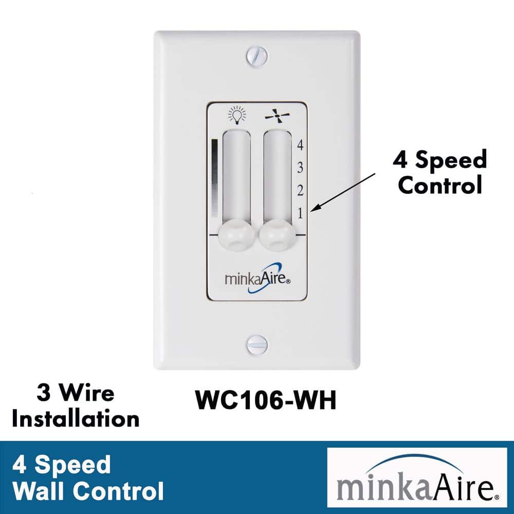 White 4-Speed Wall Control System for Ceiling Fans