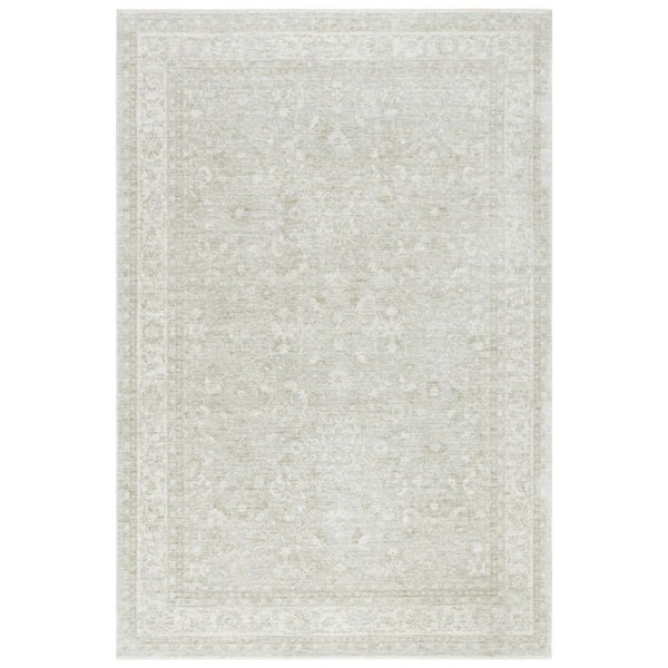 April 8 ft. x 10 ft. Ivory/Light Gray Floral Oriental Area Rug