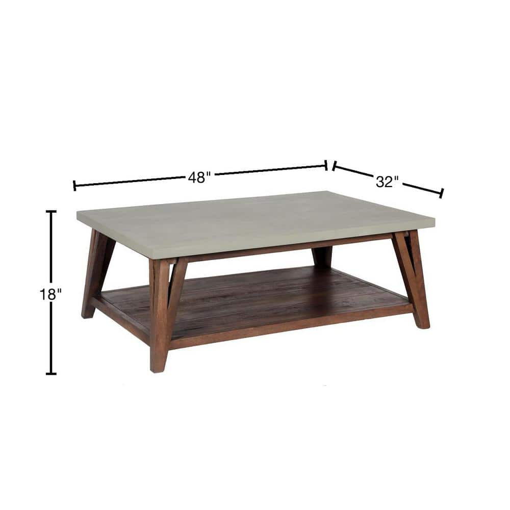 Brookside 48" Wood and Concrete-Coated Coffee Table