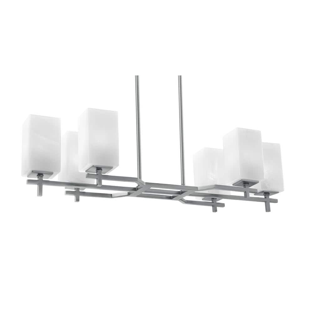 Bridgewater 6 Light Graphite Linear Chandelier, Any Room with 3.5 in. Squar