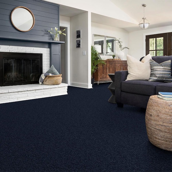 Alpine - Truth - Blue 15 ft. 17.3 oz. Polyester Texture Installed Carpet