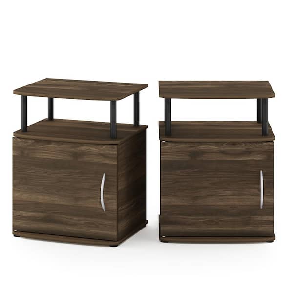 Furinno JAYA 23.98 in. Columbia Walnut/Black Utility Design End Table (Set of 2)