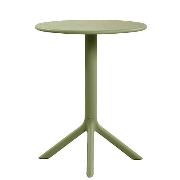 Mateo Modern Sage Green Round Plastic Patio Outdoor Bistro Table Lightweight Design