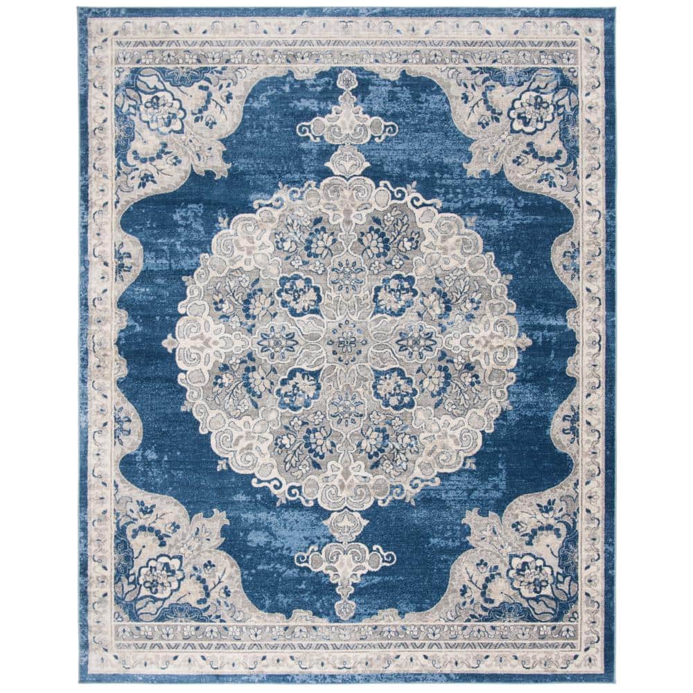 Brentwood Navy/Light Gray 8 ft. x 10 ft. Distressed Medallion Floral Area Rug price history on PriceWatchPro