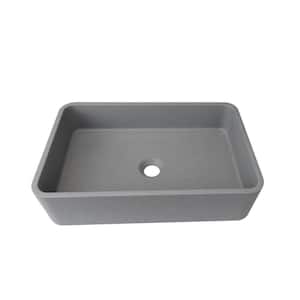 19.7 in. W x 4.72 in. D Rectangular Smooth Bathroom Cement Sink in Cement Color (without Drain Valve) Console Sink Basin