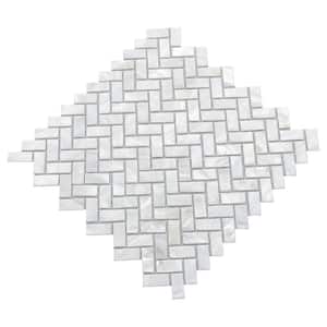 Herringbone Subway White 11.6 in. x 12.1 in. Natural Sealshell Mosaic Tile Mother of Pearl (9.5 sq. ft./Case)