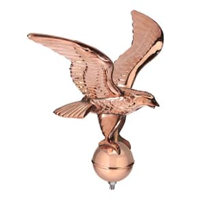Pure Copper Eagle with Ball Flagpole Topper, 11 in. Wingspan
