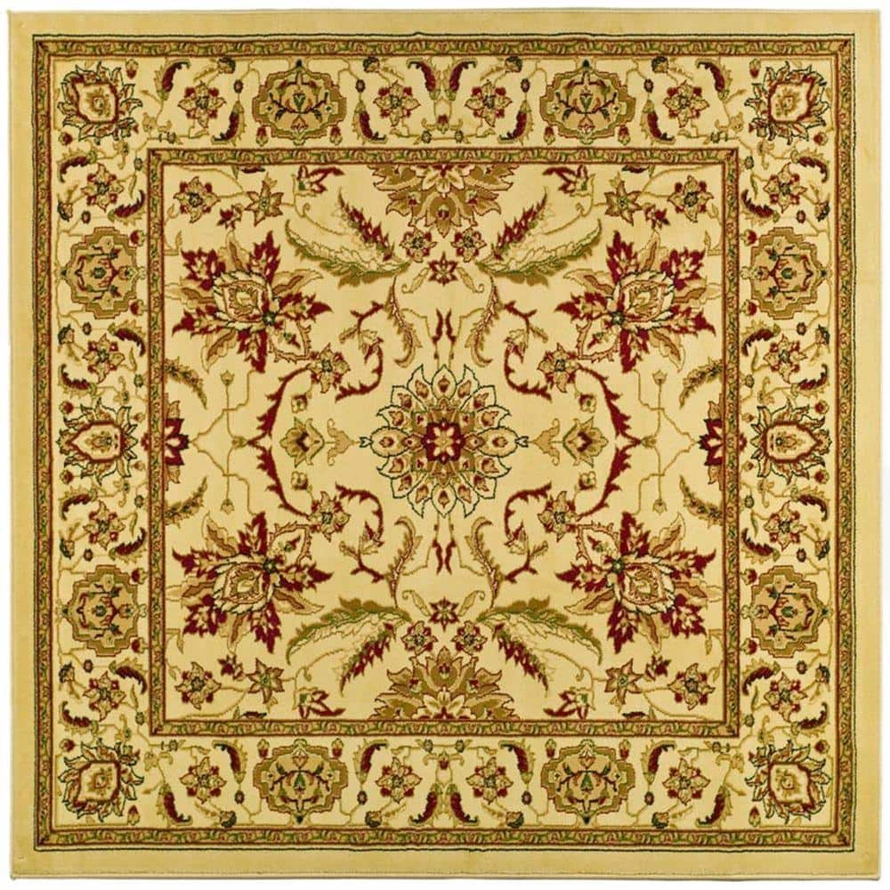 SAFAVIEH Lyndhurst Ivory 8 ft. x 8 ft. Square Floral Antique Geometric ...
