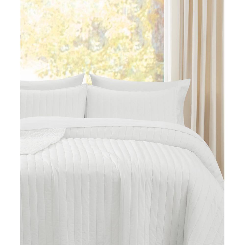 White Full Cotton Quilt Set with Polyfill