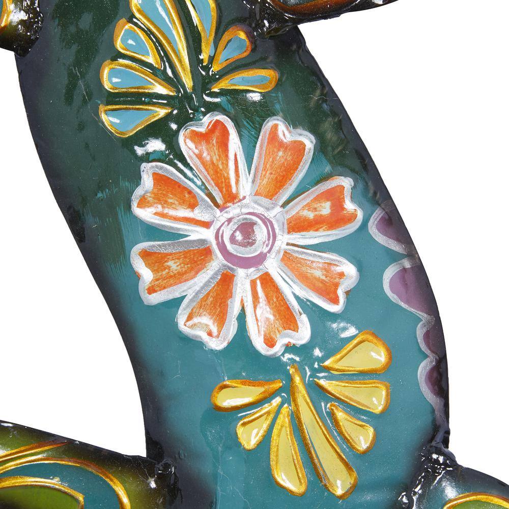 Multi-Colored Metal Floral Lizard Wall Decor, 32" x 15"