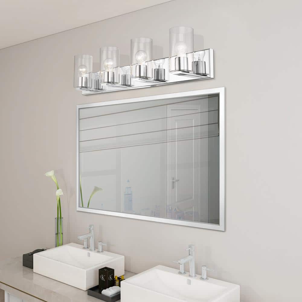 Zurich 4-Light Polished Chrome Vanity with Clear Glass