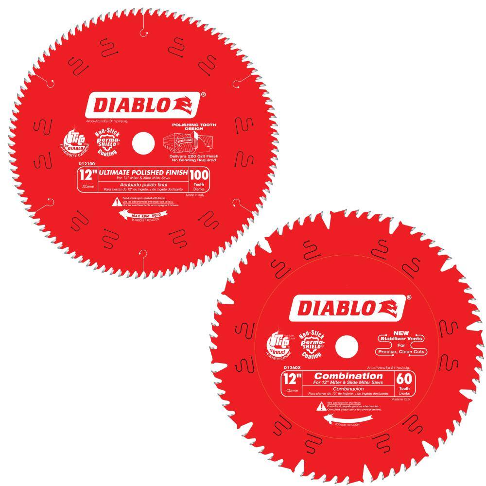 DIABLO 12 in. x 60Tooth Combination Saw Blade and 12 in. x 100Tooth