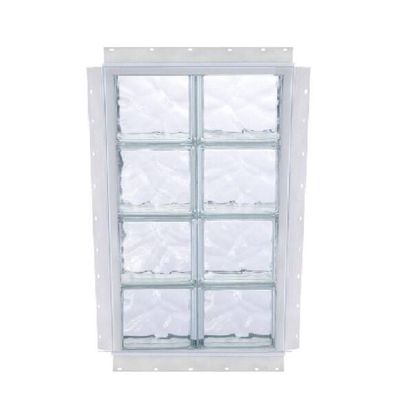 TAFCO WINDOWS 16.5 in. x 40.5 in. NailUp Wave Pattern Solid Glass Block Window