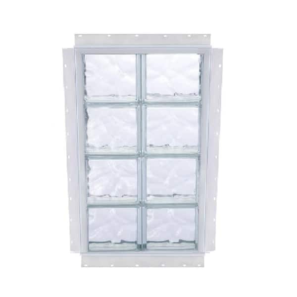 TAFCO WINDOWS 24.5 in. x 40.5 in. NailUp Wave Pattern Solid Glass Block Window