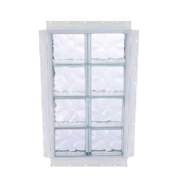 TAFCO WINDOWS NailUp 32 in. x 80 in. x 3-3/4 in. Solid Wave Pattern Glass Block New Construction Window with Vinyl Frame-DISCONTINUED