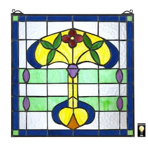 Design Toscano Saint Remy Irises Stained Glass Window Panel Hd575 The Home Depot