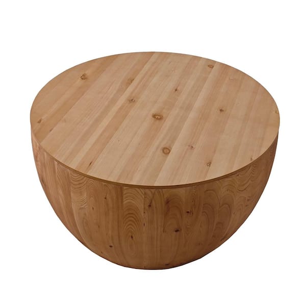 Unbranded Natural 31.50 in. Wood Vintage Style Bucket Shaped Coffee Table for Office, Dining Room and Living Room