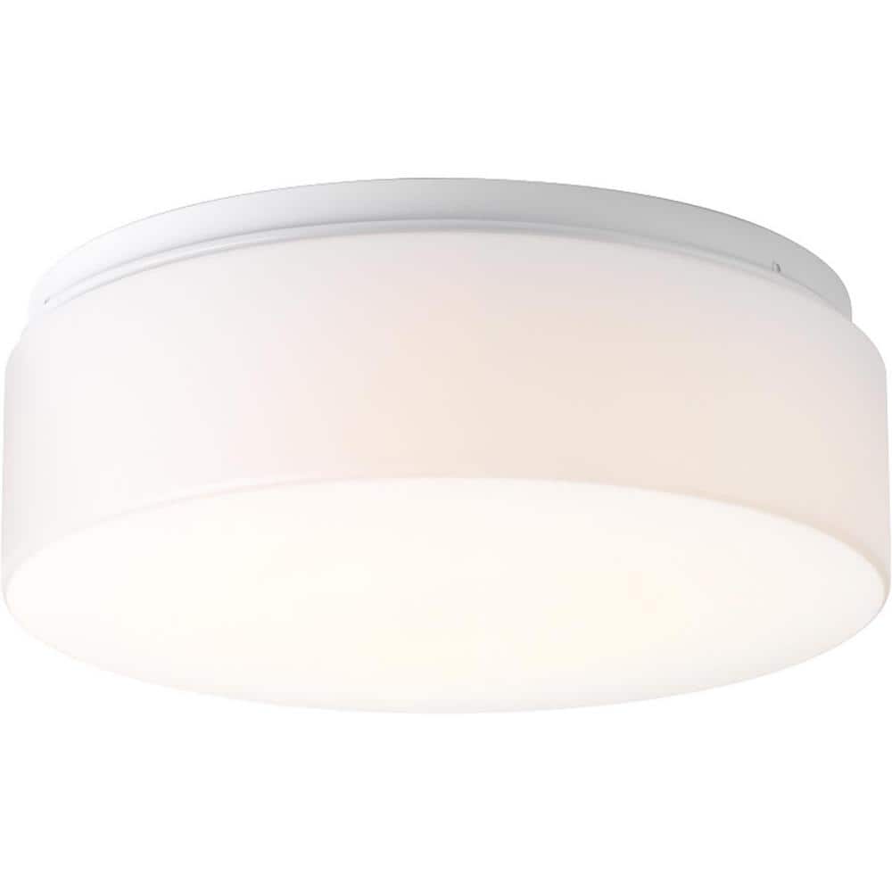 White Glass LED Drum Flush Mount Light