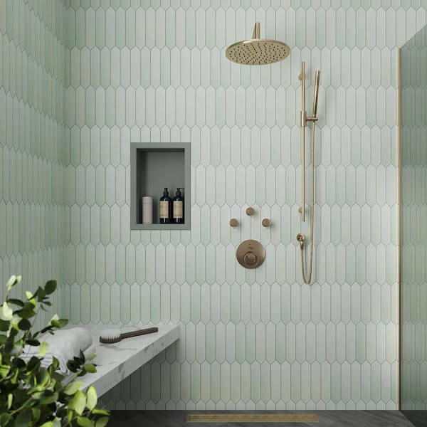Piquet 2 in. x 10 in. Tea Green Ceramic Matte Wall and Floor Tile (35 Cases/188.3 sq. ft./Pallet)